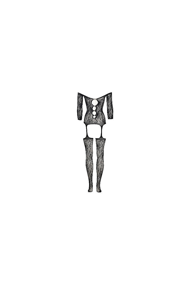 Shots Toys - Le Désir - DES032 - Criss Cross Neck Bodystocking - OS - Black - Stag Shop