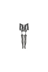 Shots Toys - Le Désir - DES032X - Criss Cross Neck Bodystocking - OS/XL - Black - Stag Shop
