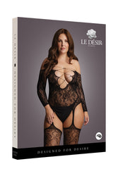 Shots Toys - Le Désir - DES032X - Criss Cross Neck Bodystocking - OS/XL - Black - Stag Shop