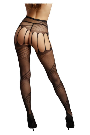 Shots Toys - Le Désir - DES042 - Crotchless Cut-Out Pantyhose - Black - Stag Shop