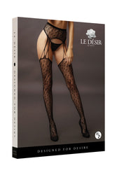 Shots Toys - Le Désir - DES044 - Suspender Leopard Pantyhose - Black - Stag Shop