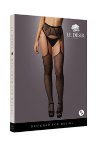 Thumbnail for Shots Toys - Le Désir - DES051 - Fishnet and Lace Garterbelt Stockings - Black - Stag Shop