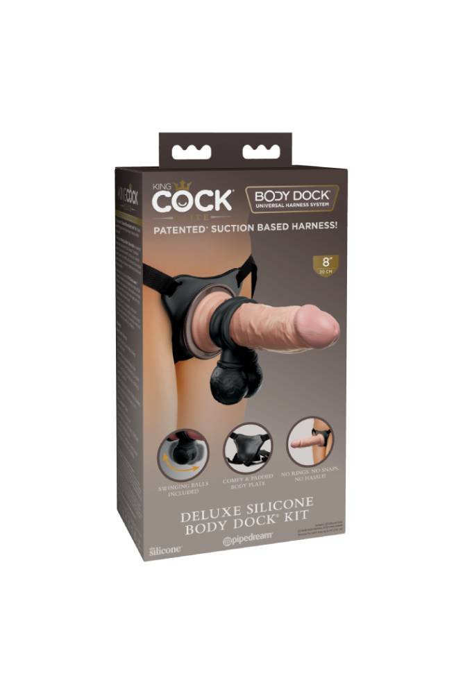 Pipedream - King Cock Elite - Deluxe Silicone Body Dock Strap-on Kit - Beige - Stag Shop