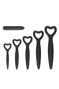 Thumbnail for Ouch by Shots Toys - Silicone Heart Vaginal Dilator Set - Black - Stag Shop