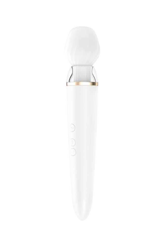 Satisfyer - Double Wand-er - Massage Wand & Attachments - White/Gold - Stag Shop