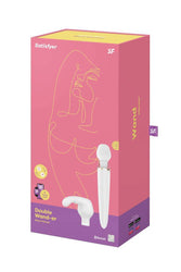 Satisfyer - Double Wand-er - Massage Wand & Attachments - White/Gold - Stag Shop
