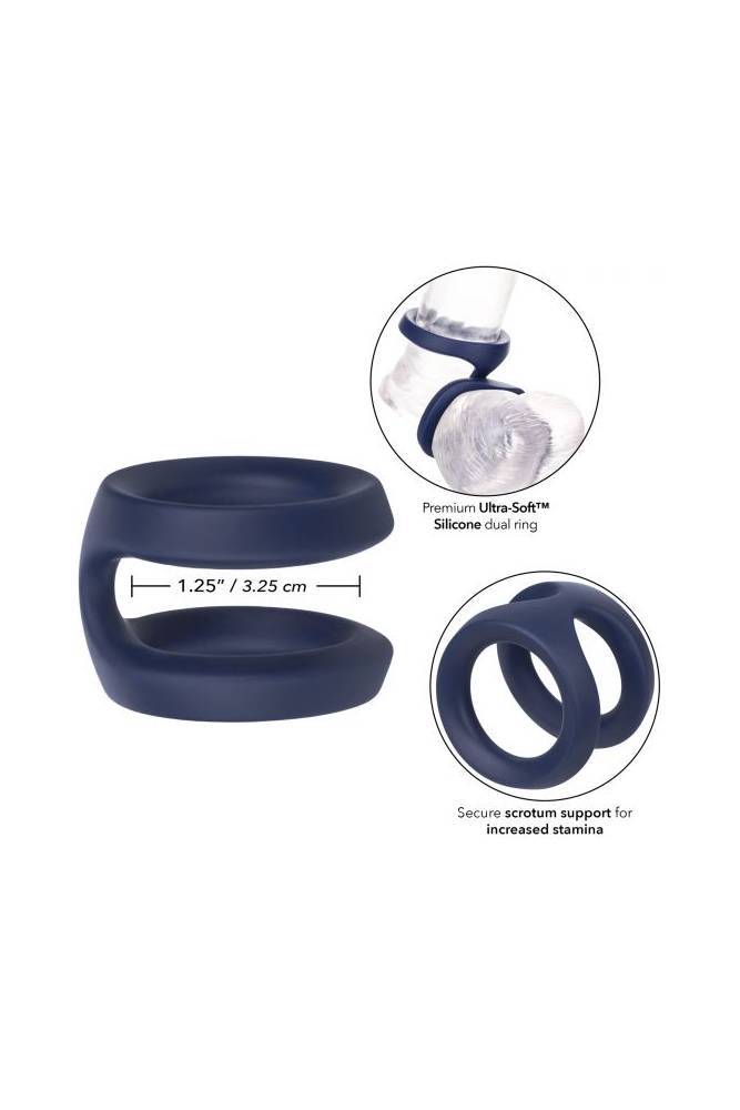 Cal Exotics - Viceroy - Dual Silicone Cock Ring - Blue - Stag Shop