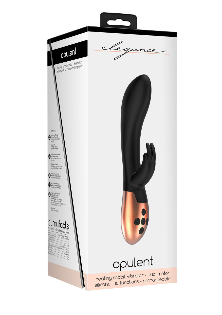 Shots Toys - Elegance - Opulent Heating Rabbit Vibrator - Black - Stag Shop