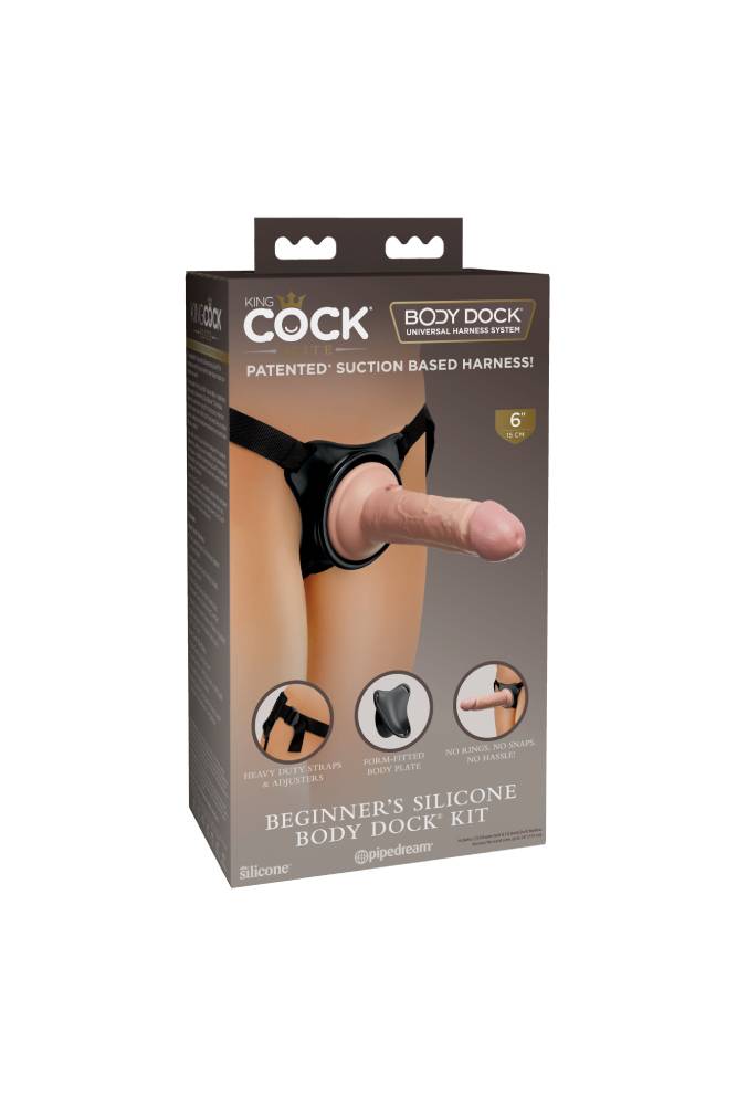Pipedream - King Cock Elite - Beginner's Silicone Body Dock Strap-on Kit - Beige - Stag Shop