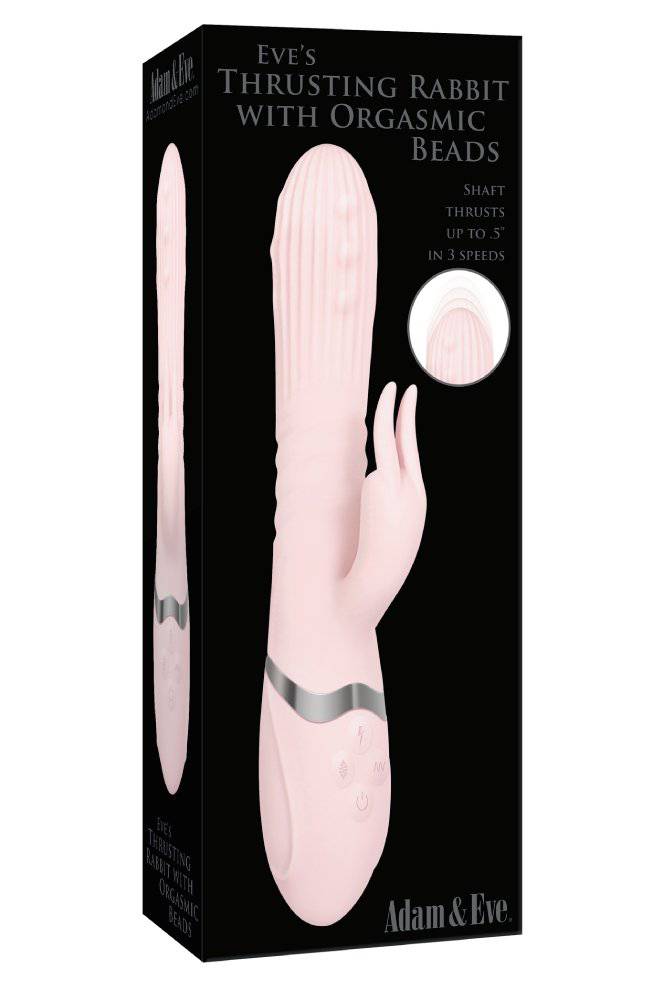 Adam & Eve - Eve's Thrusting Rabbit Vibrator With Orgasmic Beads - Pink - Stag Shop