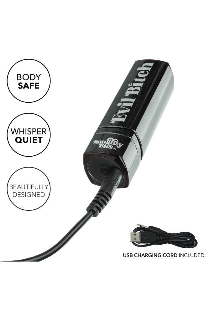 Cal Exotics - Naughty Bits - Evil Bitch Lipstick Vibrator - Black - Stag Shop