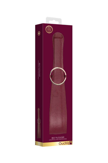 Ouch by Shots Toys - Halo - Belt Flogger - Burgundy - Stag Shop