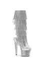 Pleaser USA - Spectator 7 Inch Crystal Fringe Spike Heel Platform - Clear/Silver - Stag Shop