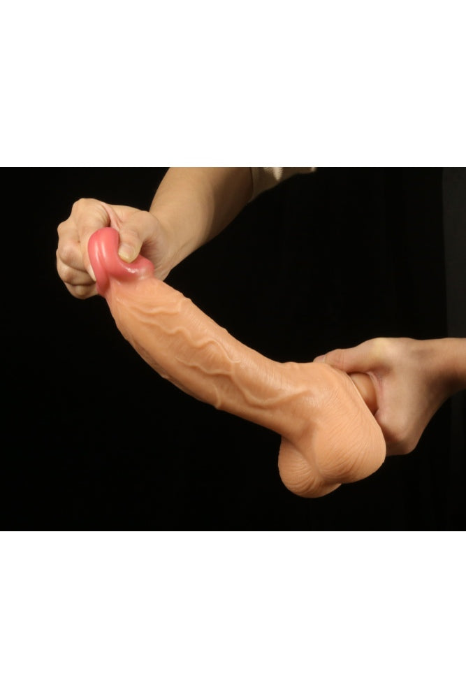 Shibari - Get Lucky - Real Skin Dual Layer Dildo - 10 Inch - Tan - Stag Shop