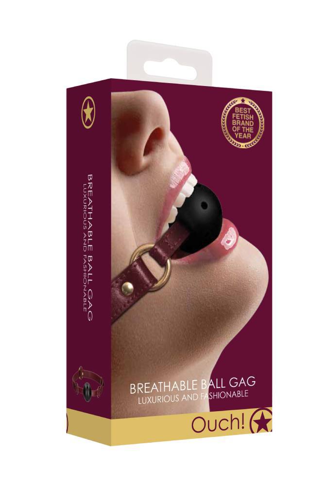 Ouch by Shots Toys - Halo - Breathable Ball Gag - Burgundy - Stag Shop