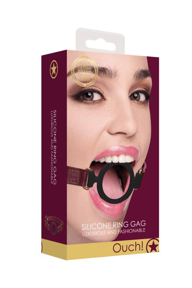 Ouch by Shots Toys - Halo - Silicone Ball Gag - Burgundy - Stag Shop
