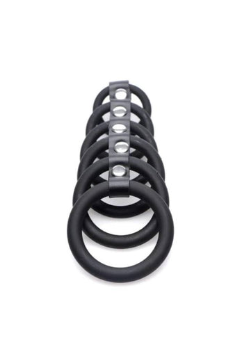 XR Brands - Gates of Hell - 6 Ring Silicone Cock Cage - Black - Stag Shop