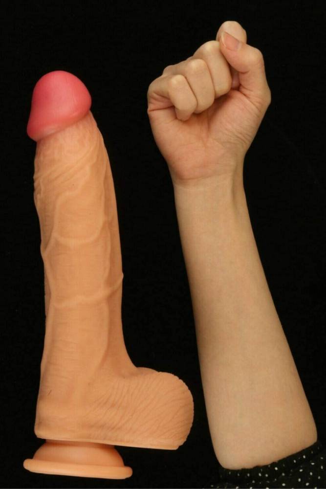 Shibari - Get Lucky - Real Skin Dual Layer Dildo - 10 Inch - Tan - Stag Shop