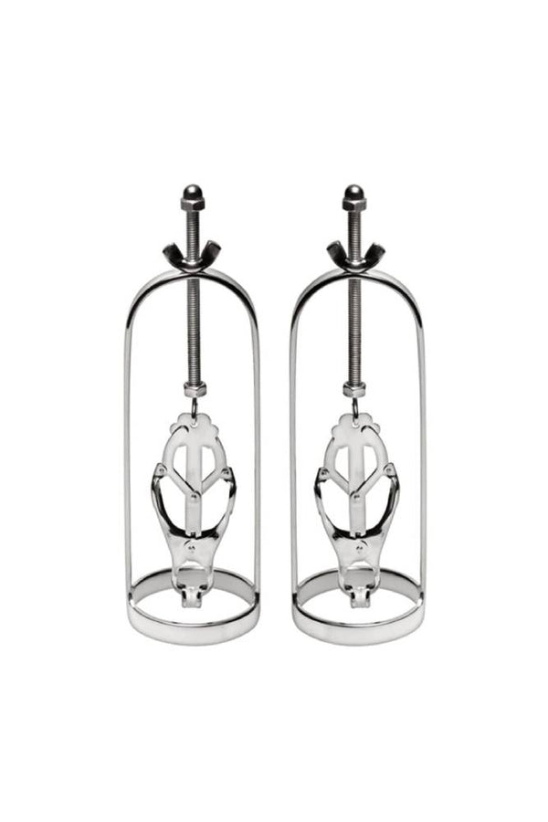 XR Brands - Master Series - Stainless Steel Clover - Clamp Nipple Stretcher - Stag Shop