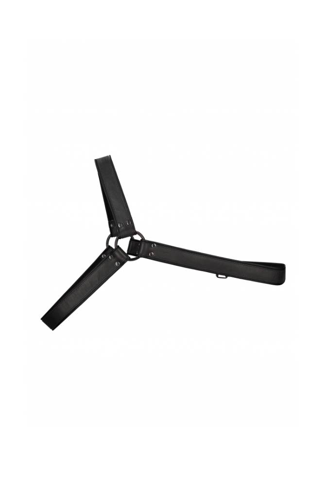 Ouch by Shots Toys - Premium Leather Gladiator Harness - Black - Stag Shop