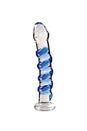 Pipedream - Icicles - No. 5 - Textured Curved Glass Dildo - Clear/Blue - Stag Shop