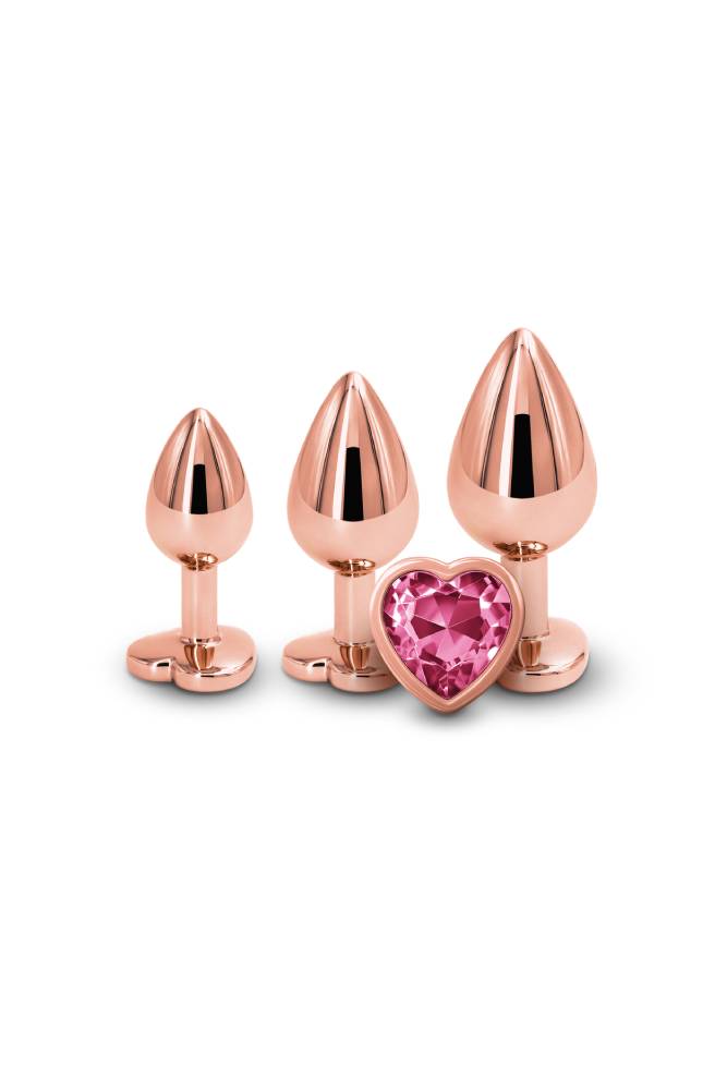 Ns Novelties - Rear Assets - 3 Pc Heart Aluminum Anal Training Kit - Rose Gold - Stag Shop