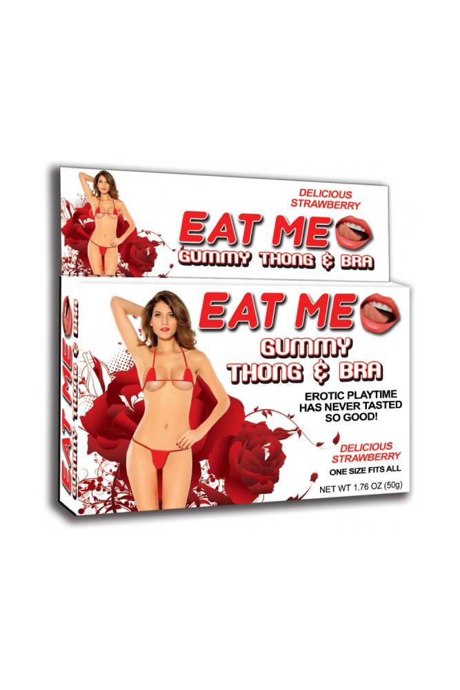 Hott Products - Eat Me Gummy Thong and Bra - Strawberry - Stag Shop