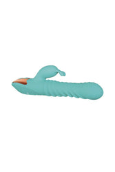 Adam & Eve - Heat Me Up Warming Rabbit Thrusting Vibrator - Teal - Stag Shop
