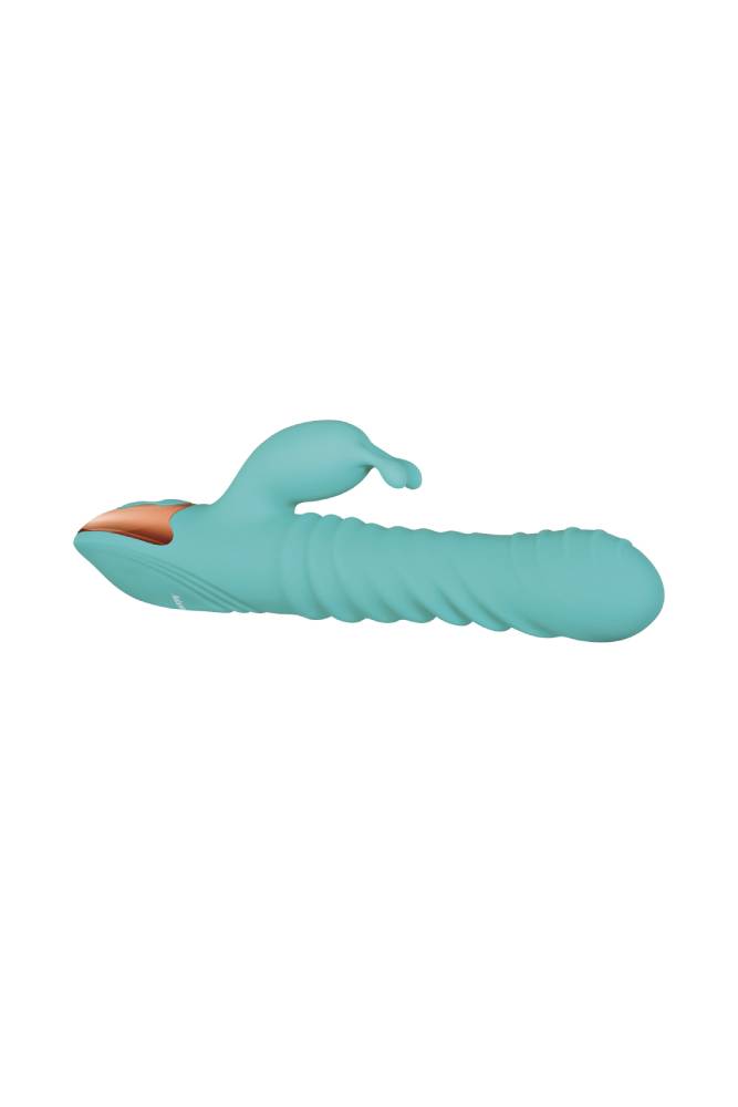 Adam & Eve - Heat Me Up Warming Rabbit Thrusting Vibrator - Turquoise | Stag Shop Adam & Eve - Heat Me Up Warming Rabbit Thrusting Vibrator - Turquoise | Stag Shop