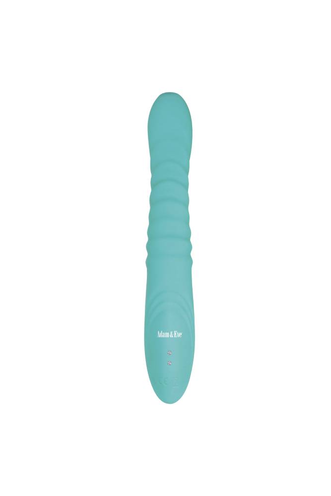 Adam & Eve - Heat Me Up Warming Rabbit Thrusting Vibrator - Teal - Stag Shop