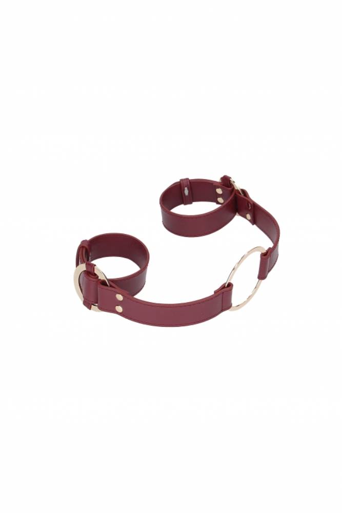 Ouch by Shots Toys - Halo - Handcuffs with Connector - Burgundy - Stag Shop