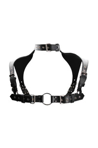 Thumbnail for Ouch By Shots Toys - Check Harness with Collar - Black - OS - Stag Shop