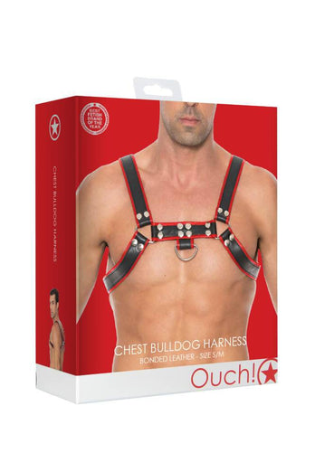 Ouch by Shots Toys - Bulldog Chest Harness - Red - SM - Stag Shop