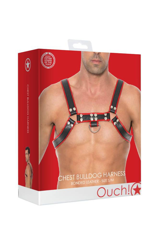Ouch by Shots Toys - Bulldog Chest Harness - Red - SM