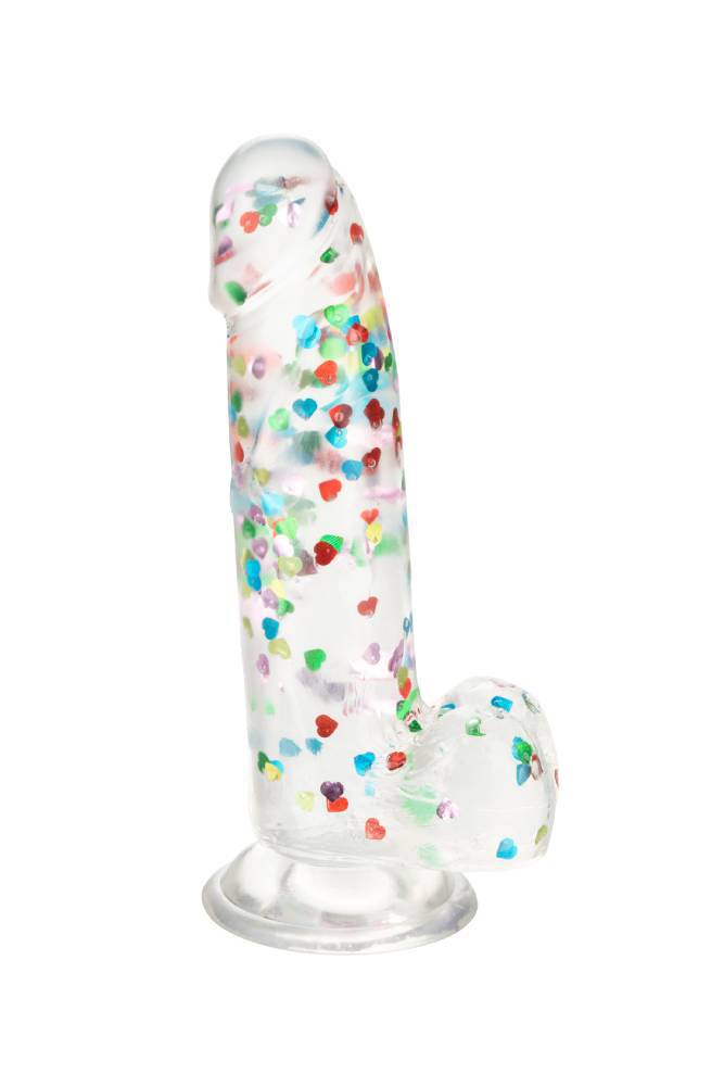 Cal Exotics - Naughty Bits - I Heart Dick Heart Filled Dildo - Clear - Stag Shop