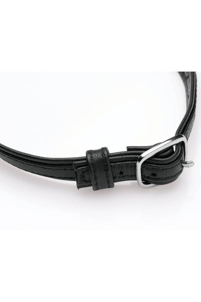 XR Brands - Master Series - Heart Lock Choker with Key - Black Leather - Stag Shop
