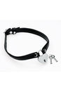 XR Brands - Master Series - Heart Lock Choker with Key - Black Leather - Stag Shop