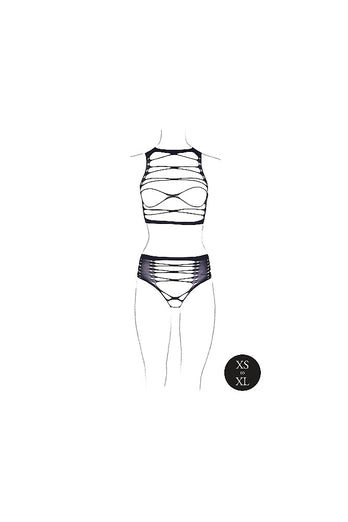 Shots Toys - Le Désir - SHA009 - Helike Open Cup Bra & Panty Set - Black - OS - Stag Shop
