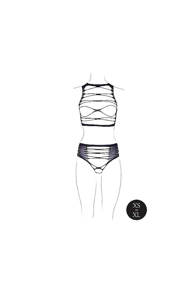 Shots Toys - Le Désir - SHA009 - Helike Open Cup Bra & Panty Set - Black - OS - Stag Shop