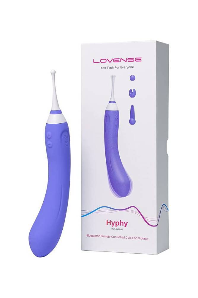Lovense - Hyphy Bluetooth Dual-End High Frequency Silicone Vibrator - Purple - Stag Shop