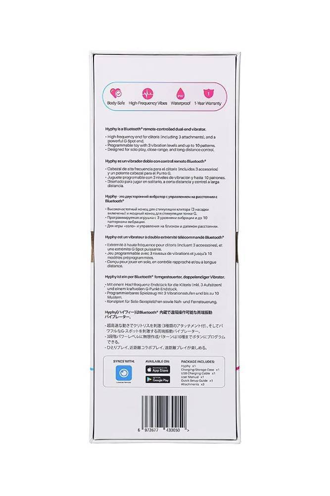 Lovense - Hyphy Bluetooth Dual-End High Frequency Silicone Vibrator - Purple - Stag Shop