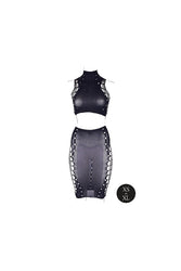 Shots Toys - Le Désir - SHA005 - Kala Crop Top & Skirt Set - Black - OS - Stag Shop