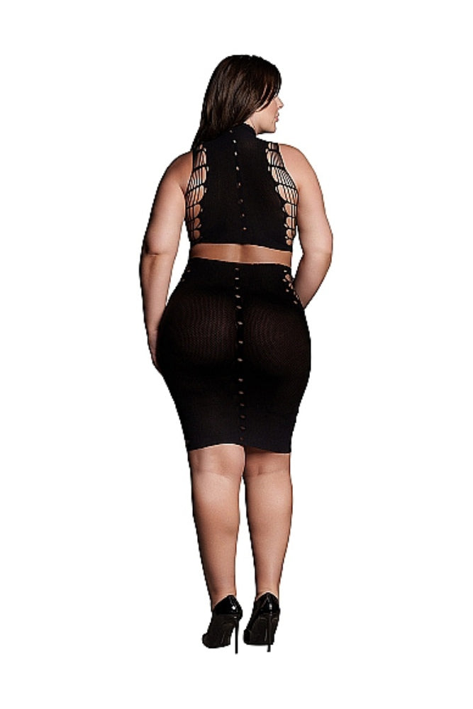 Shots Toys - Le Désir - SHA005 - Kala Crop Top & Skirt Set - Black - OS/XL - Stag Shop