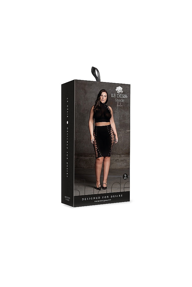 Shots Toys - Le Désir - SHA005 - Kala Crop Top & Skirt Set - Black - OS/XL - Stag Shop