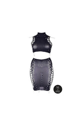 Shots Toys - Le Désir - SHA005 - Kala Crop Top & Skirt Set - Black - OS/XL - Stag Shop
