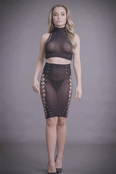 Shots Toys - Le Désir - SHA005 - Kala Crop Top & Skirt Set - Black - OS - Stag Shop