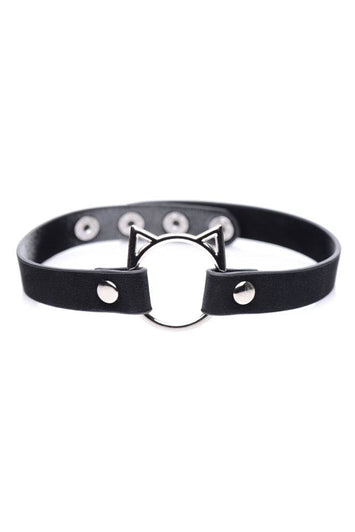 XR Brands - Master Series - Kinky Kitty Slim Adjustable Collar - Pink/Black - Stag Shop
