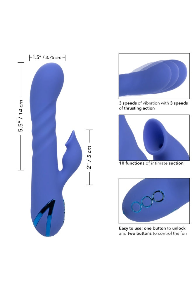 Cal Exotics - California Dreaming - L.A. Love Thrusting Rabbit Vibrator with Suction - Blue - Stag Shop