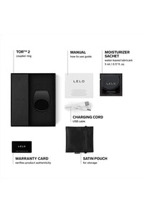 Thumbnail for Lelo - Tor 2 Vibrating Cock Ring - Black - Stag Shop