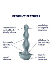 Satisfyer - Lolli 2 - Vibrating Anal Plug - Grey - Stag Shop